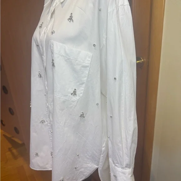 Zara White Blouse with Silver Embellishments - Picture 15 of 16